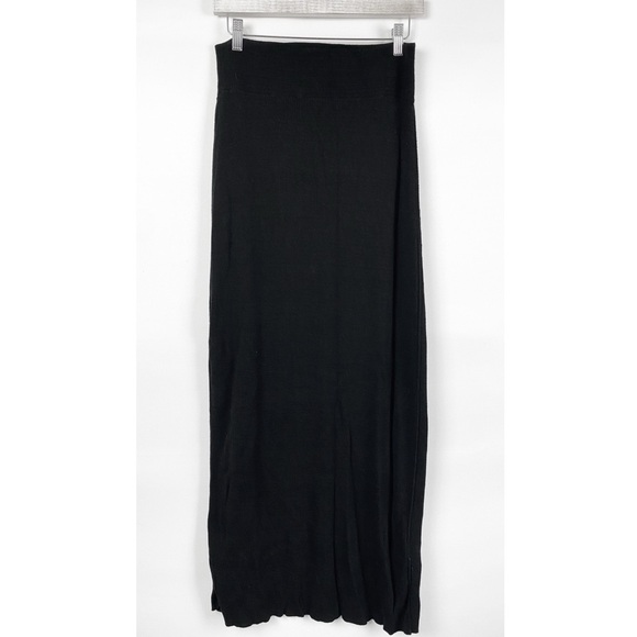 Free People Womens Golden Hour Maxi Skirt L Black Grunge Slit Straight Minimal - Picture 3 of 11
